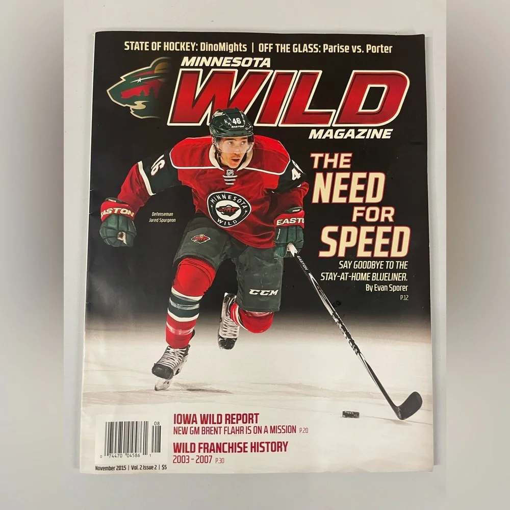 Minnesota Wild Hockey Magazine November 2015, Vol 2, Issue 2, MN NHL Collectible